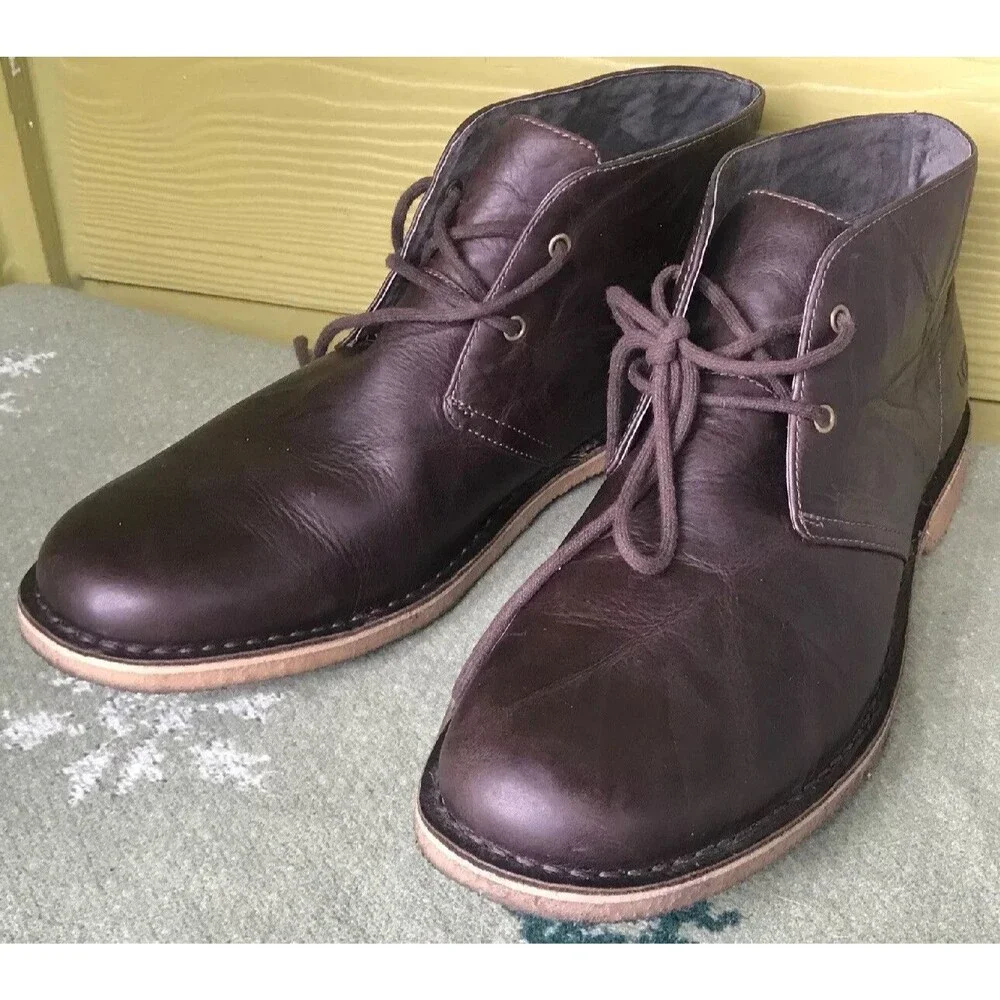Men’s 11.5 UGG Australia Leighton Chukka Boots Brown Leather Shearling 45.5 Eur